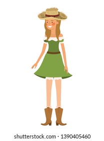 farmer woman with straw hat