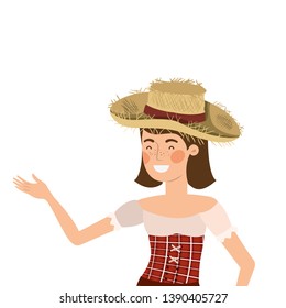 farmer woman with straw hat