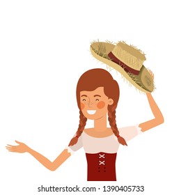 farmer woman with straw hat