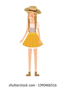 farmer woman with straw hat