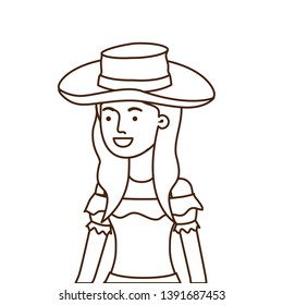 farmer woman with straw hat
