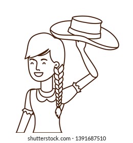 farmer woman with straw hat
