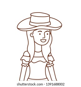 farmer woman with straw hat