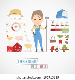 Farmer woman vector illustration