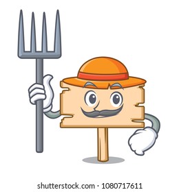 Farmer wooden board character cartoon