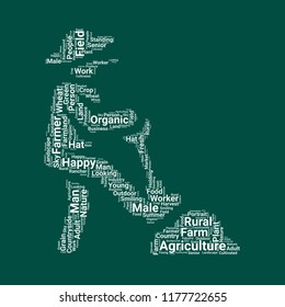 farmer word cloud. word cloud of farmer shape can be use for blog.