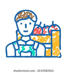 farmer worker doodle icon sketch vector. farmer worker sign. isolated symbol illustration
