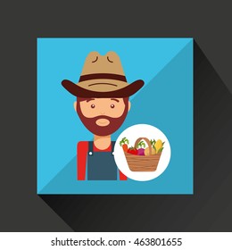 farmer worker and farm icon, vector illustration