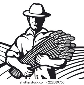 farmer worker holding a wheat 