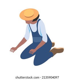farmer worker isometric style character