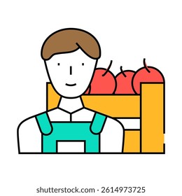 farmer worker line icon vector. farmer worker sign. isolated symbol illustration