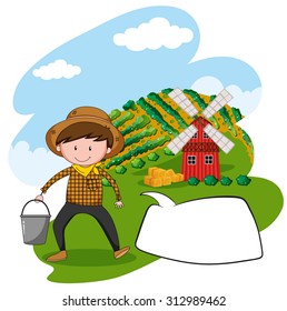Agricultor trabajando en tierras de cultivo