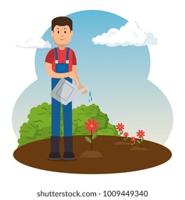farmer working in the garden
