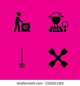 farmer, wrench, rake and farmer icons set. Vector graphic design for web and application