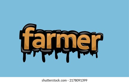 Diseño vectorial de escritura FARMER sobre fondo azul