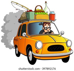 Farmer and Yellow Car