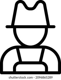 Farmer-Vektorgrafik einzeln auf transparentem Hintergrund. Strich-Vektorsymbole für Konzept- oder Web-Grafiken.