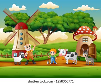 The farmers activity on the farm