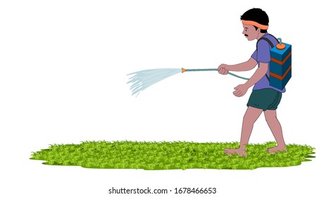 Farmers are applying pesticides in the fields - illustration