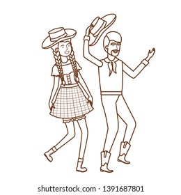 farmers couple dancing with straw hat