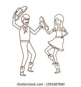 farmers couple dancing with straw hat