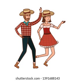 farmers couple dancing with straw hat