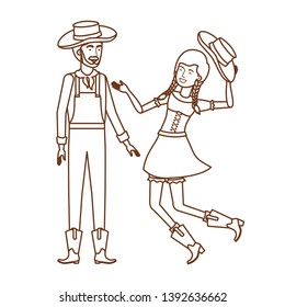 farmers couple dancing with straw hat