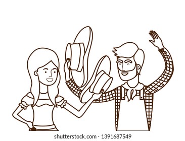 farmers couple talking with straw hat