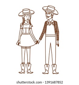 farmers couple talking with straw hat