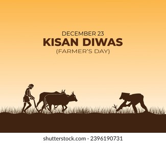 Día de los Agricultores. 23 de diciembre. Concepto de vacaciones. Banner, afiche y tarjeta de Kisan Diwas. para el fondo. ilustración vectorial.