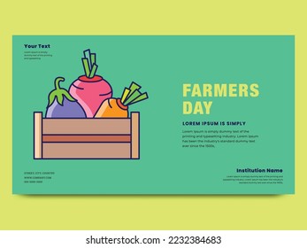 Farmers day poster Design banner template, Vegetables  vector illustration flat design