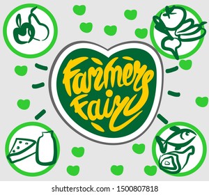 Farmers fair  vector sign with product image. 