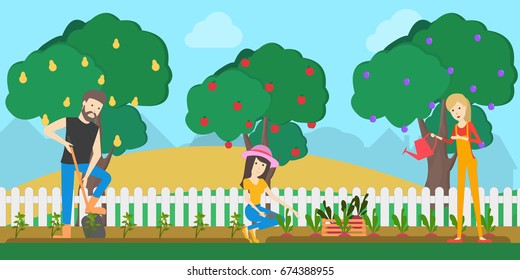 Farmers in the garden.