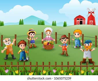The farmers gathered in the fields