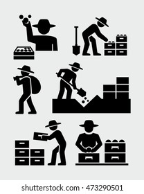 Farmers Harvesting Icons