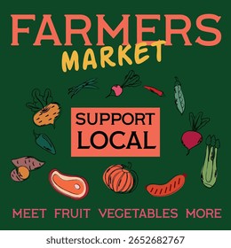 Farmers Market card banner invitation poster