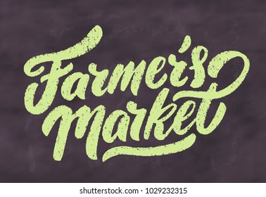 Farmers market. Chalkboard sign.