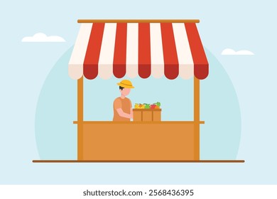 Farmers market concept. Colored flat vector illustration isolated.