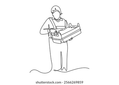 Farmers market concept. Single line draw design vector graphic illustration.	