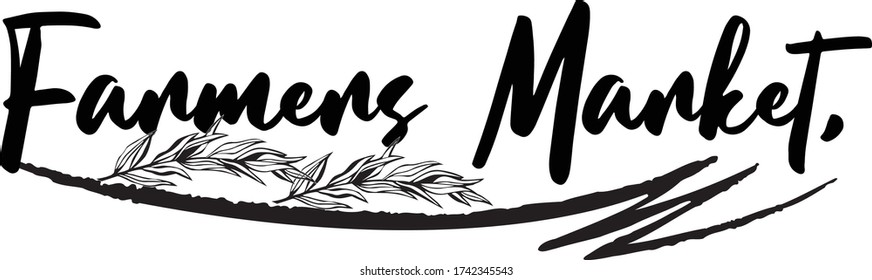 Farmers Market Cursive Calligraphy Black Color Text On White Background