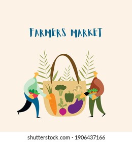 Farmers market, Eco products vector illustration