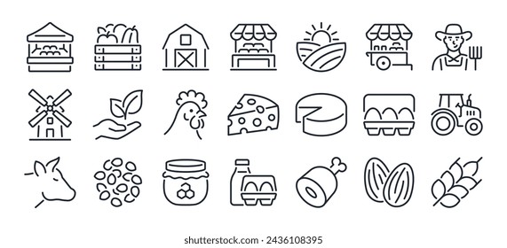 Farmer's market editable stroke outline icon isolated on white background flat vector illustration. Pixel perfect. 64 x 64.