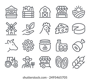 Farmer's market editable stroke outline icon isolated on white background flat vector illustration. Pixel perfect. 64 x 64