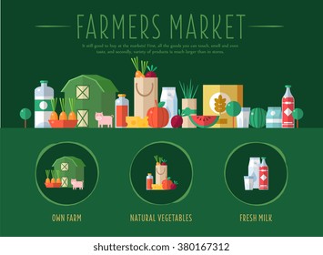 Farmers Market. Flat Vector Illustration Design for the web site, first page