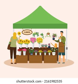 Farmer's market, flowers and plants stall