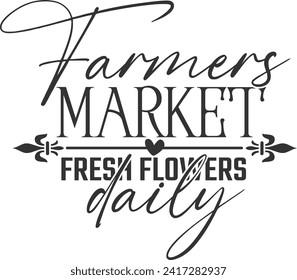 Farmers Market Fresh Flowers Daily - Flower Market Illustration