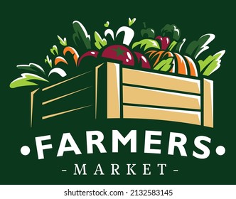 Farmers Market Logo Vector Vegetable Draw Stock Vector (Royalty Free ...