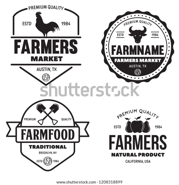 Farmers Market Logos Templates Vector Objects Stock Vector (Royalty ...