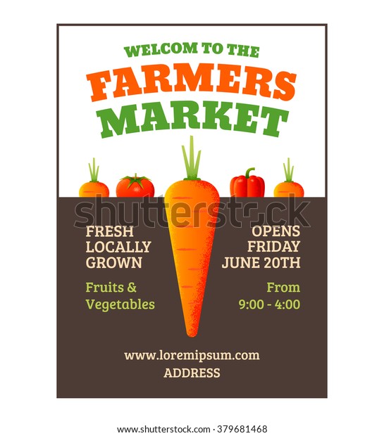 Farmers Market Poster Template Vegetables Vector Stock Vector (Royalty ...