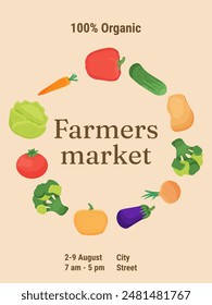 Farmers market poster, vector banner templates, food fair, harvest festival